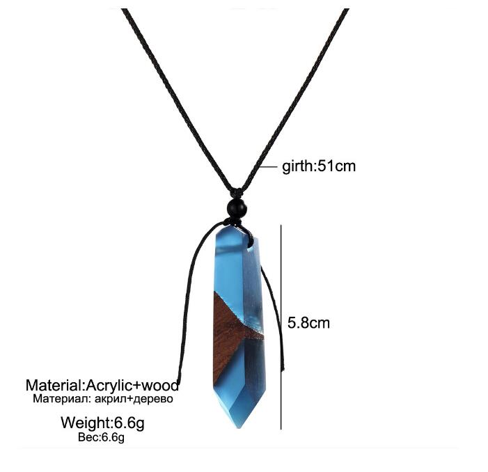 men'woman s fashionable wood resin necklace pendant, woven rope chain