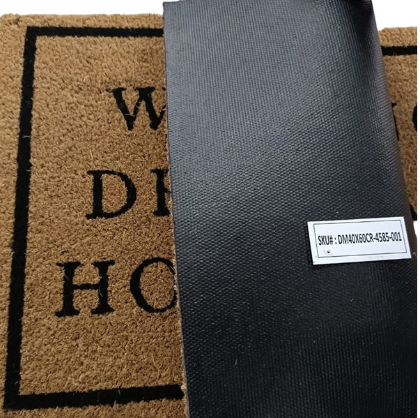 Doormat 60cm x 40cm - 'Wipe Your Paws' - Absorbent Coir Mat for Indoor Outdoor