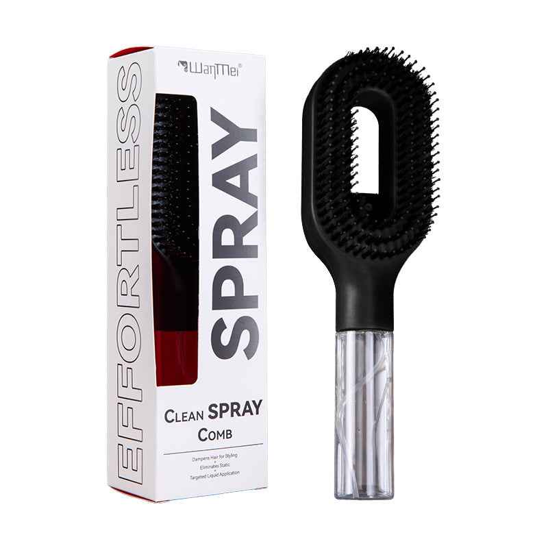 Multifunctional Mist Spray Comb with Transparent Spray Bottle, Hollow Handle, Hair Straightening Comb, Export Hair Care Tool