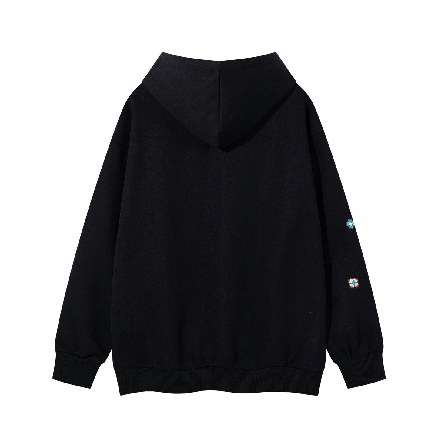 Floral embroidery hooded sweatshirt