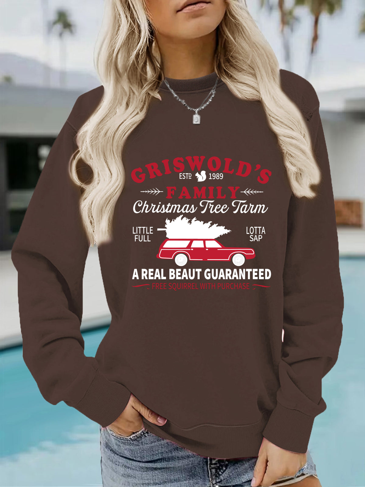 Long sleeved round neck GRISWOLD S printed pullover sweatshirt