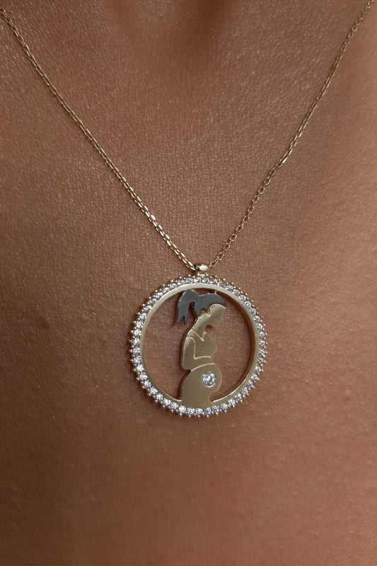 14ct Gold Mother and Baby Necklace