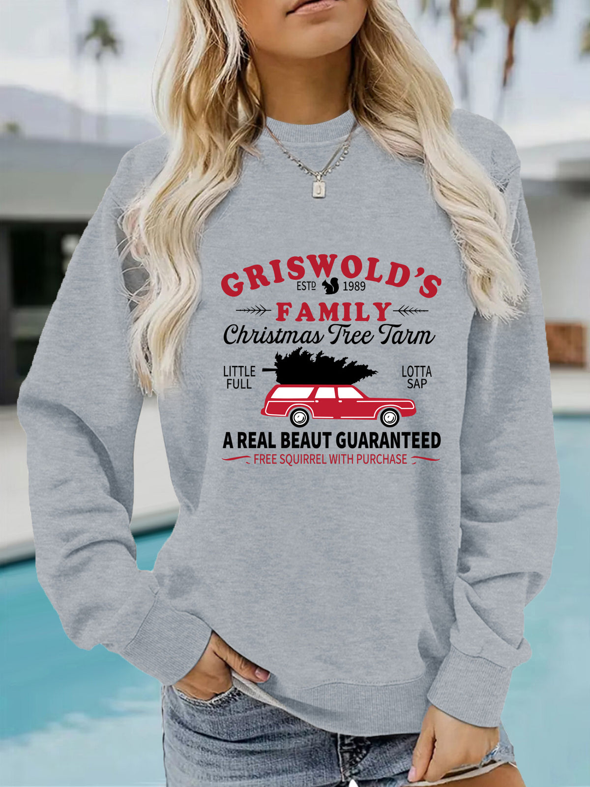 Long sleeved round neck GRISWOLD S printed pullover sweatshirt