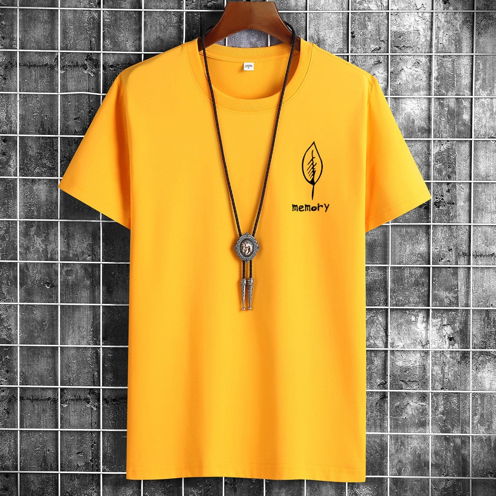 JFUNCY S-6XL Oversize Men Cotton Tee Tops Summer Short Sleeve Men's T-shirt Leaf Print Male Casual Tshirt Graphic T Shirts