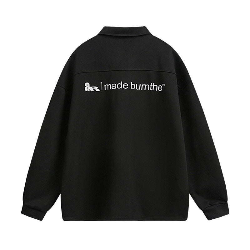 Half zip letter printed hoodie