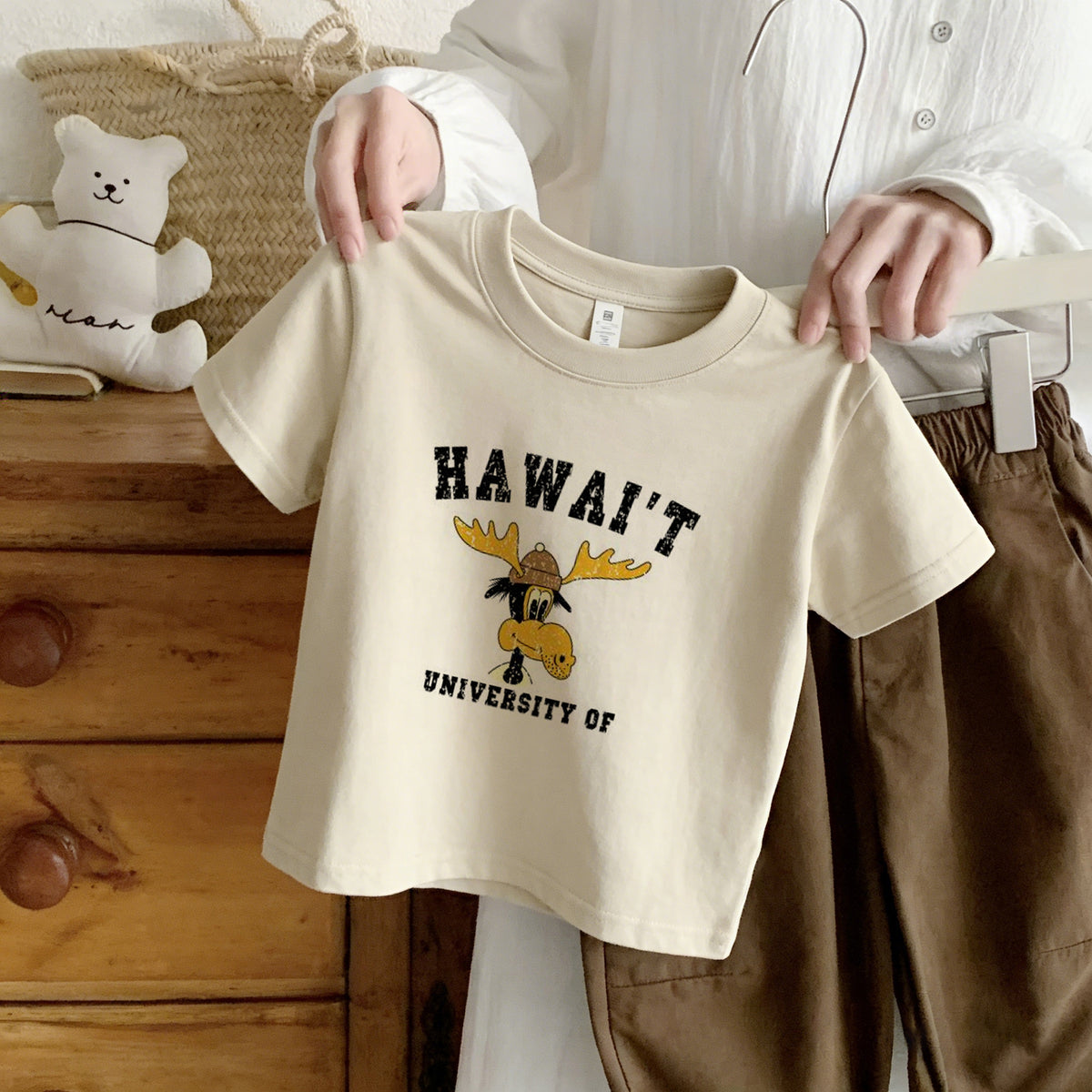Cotton Children's Short Sleeve T-Shirt with Cartoon Print,s Casual Summer Clothing