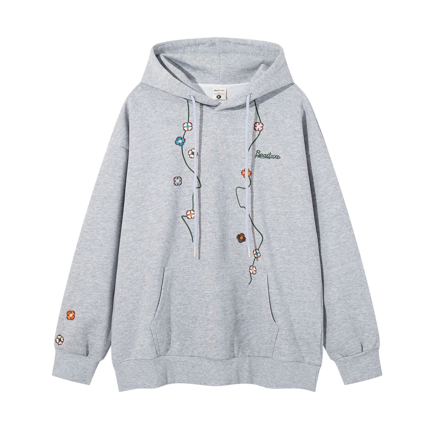Floral embroidery hooded sweatshirt