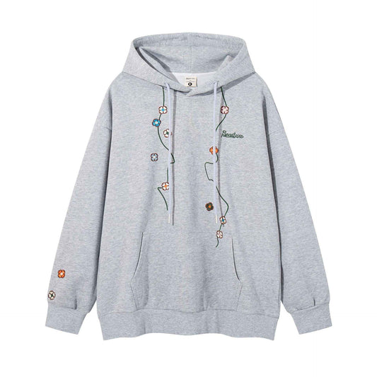 Floral embroidery hooded sweatshirt