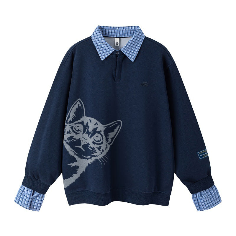 Cute cat printed hoodie