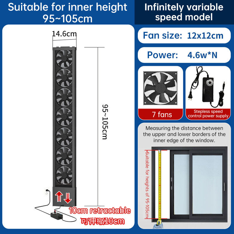 No-Drill Telescopic Window Exhaust Fan, Portable Non-Hole Window Ventilator for Home, European Standard