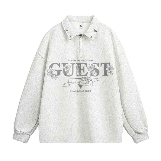 Half zip letter printed hoodie