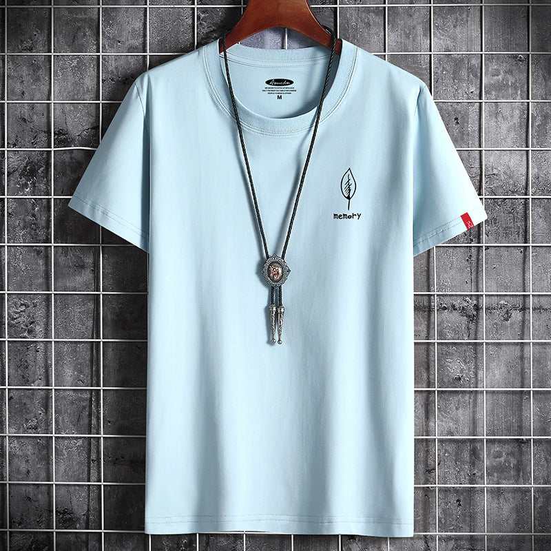 JFUNCY S-6XL Oversize Men Cotton Tee Tops Summer Short Sleeve Men's T-shirt Leaf Print Male Casual Tshirt Graphic T Shirts