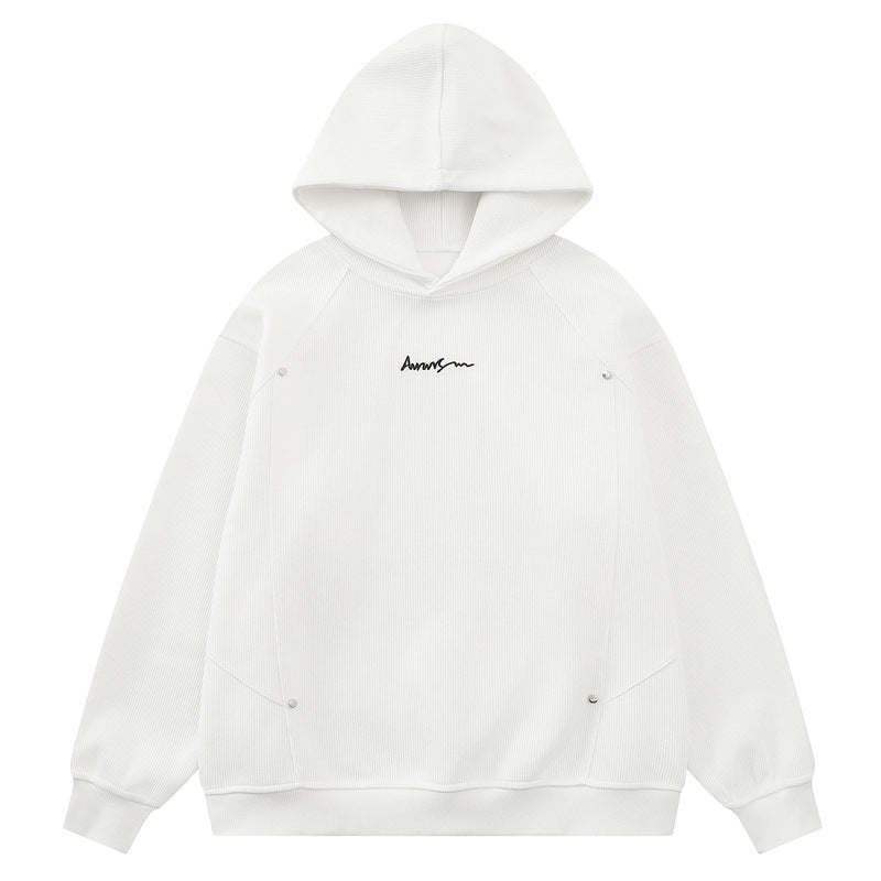 Hoodie with rivet decoration embroidery