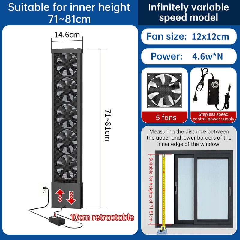 No-Drill Telescopic Window Exhaust Fan, Portable Non-Hole Window Ventilator for Home, European Standard