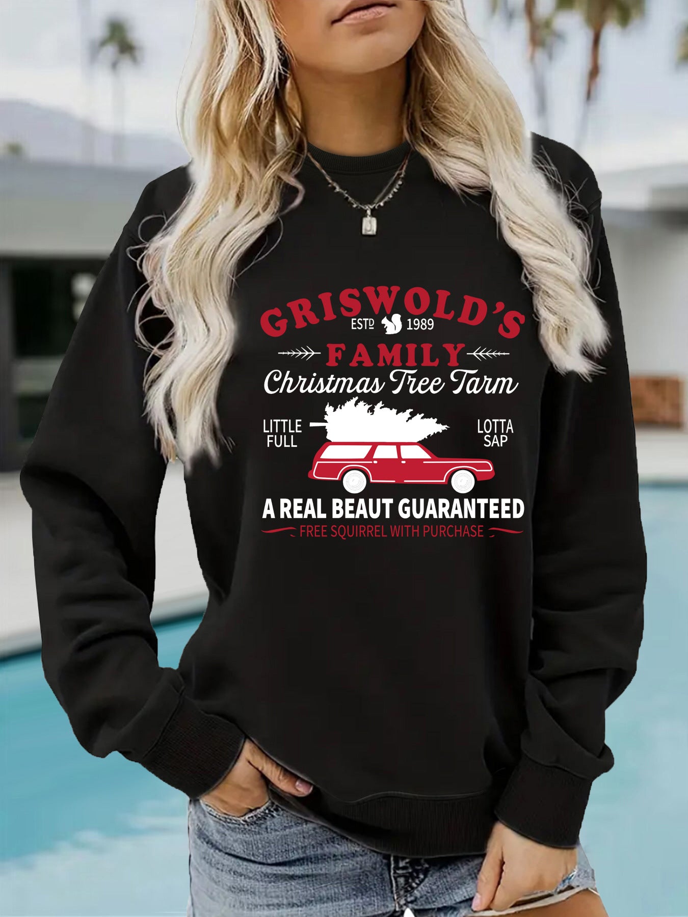 Long sleeved round neck GRISWOLD S printed pullover sweatshirt