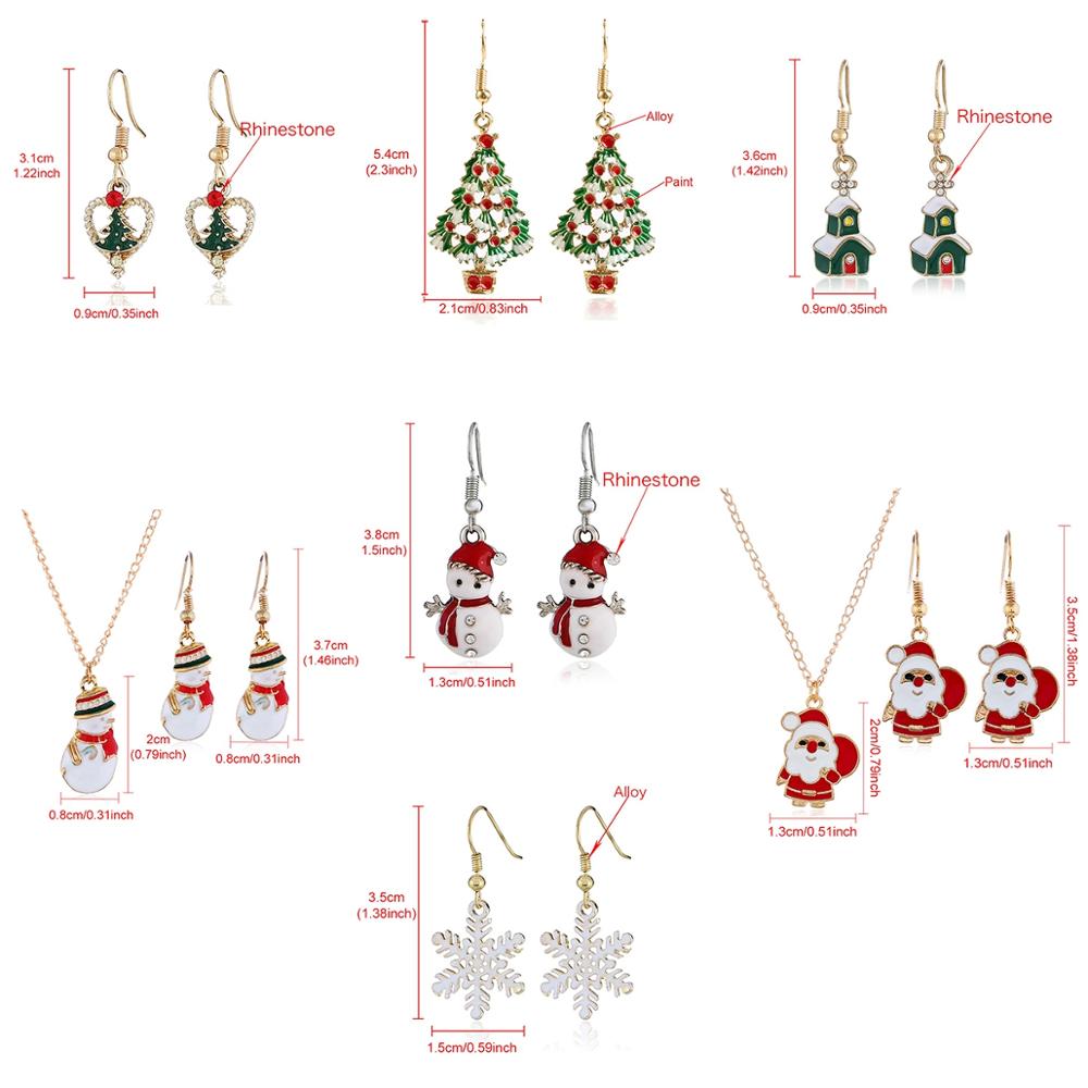 Earring Necklace Christmas Decor Santa Claus Eardrop Pendant Christmas Decor For Home Navidad Ornament Xmas Gift