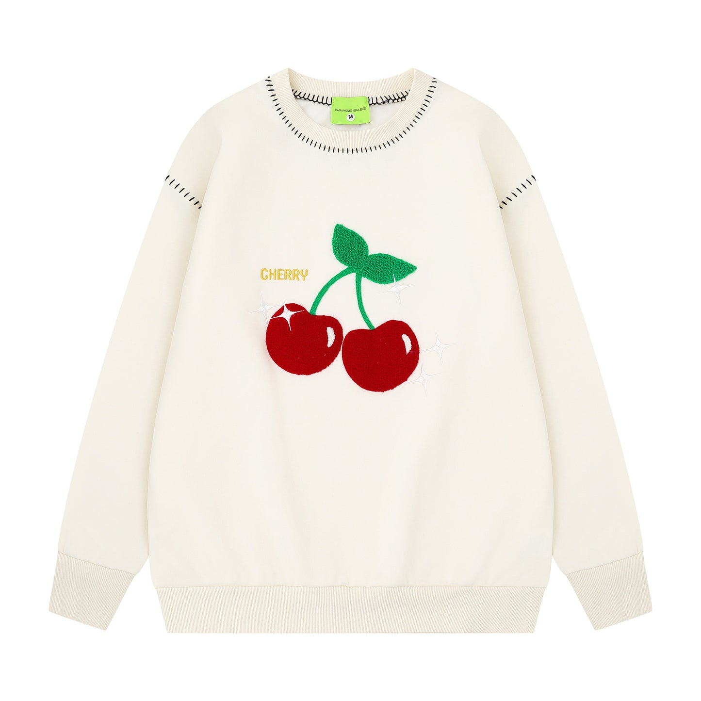 Cherry velvet stitched hoodie