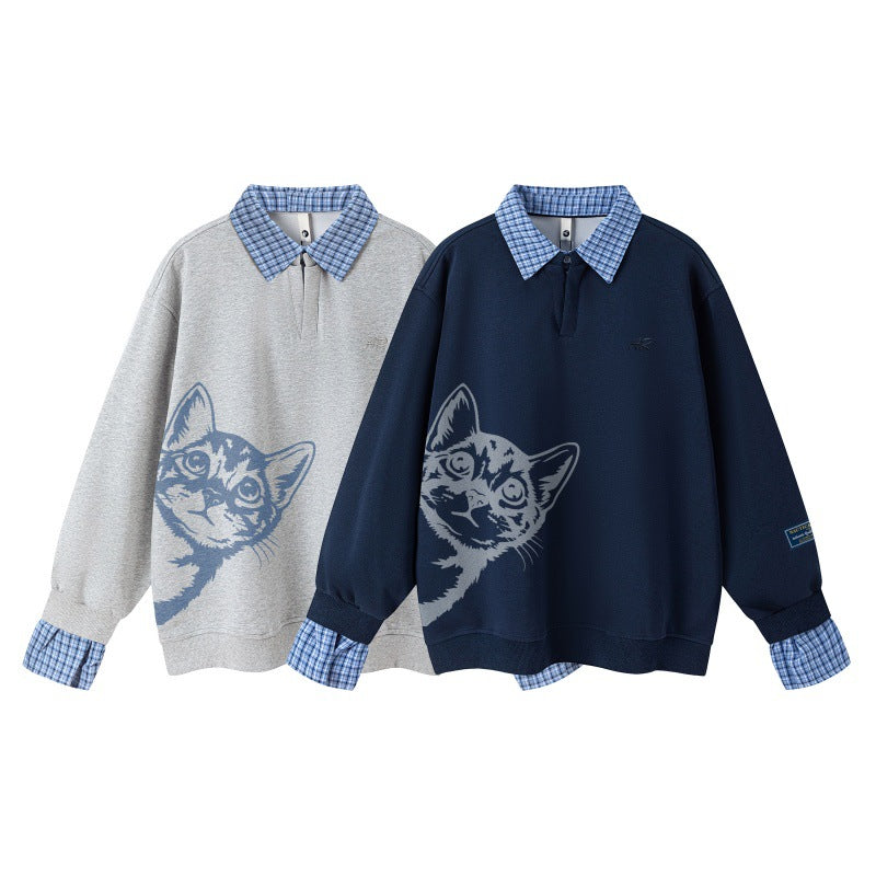 Cute cat printed hoodie