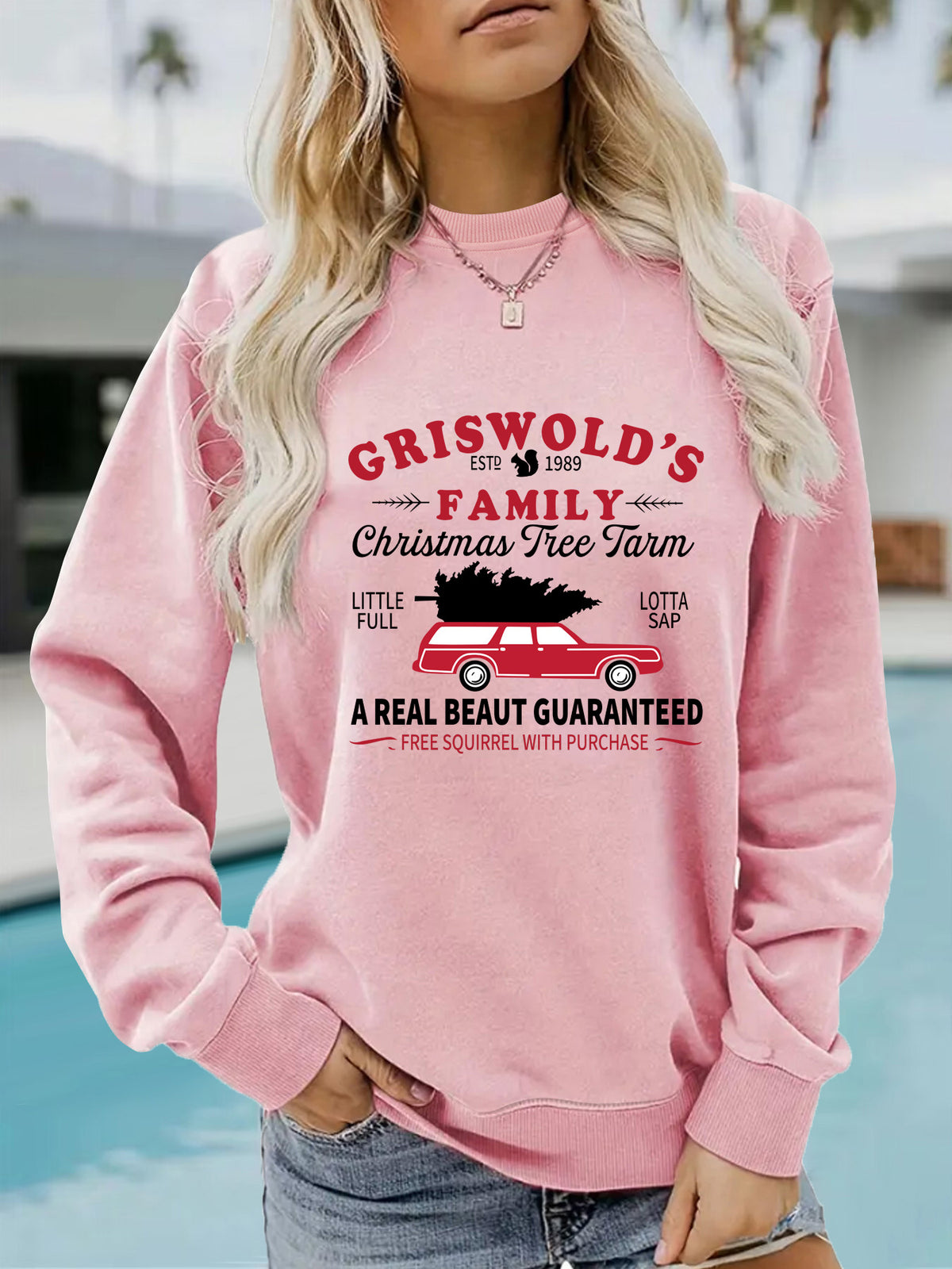 Long sleeved round neck GRISWOLD S printed pullover sweatshirt