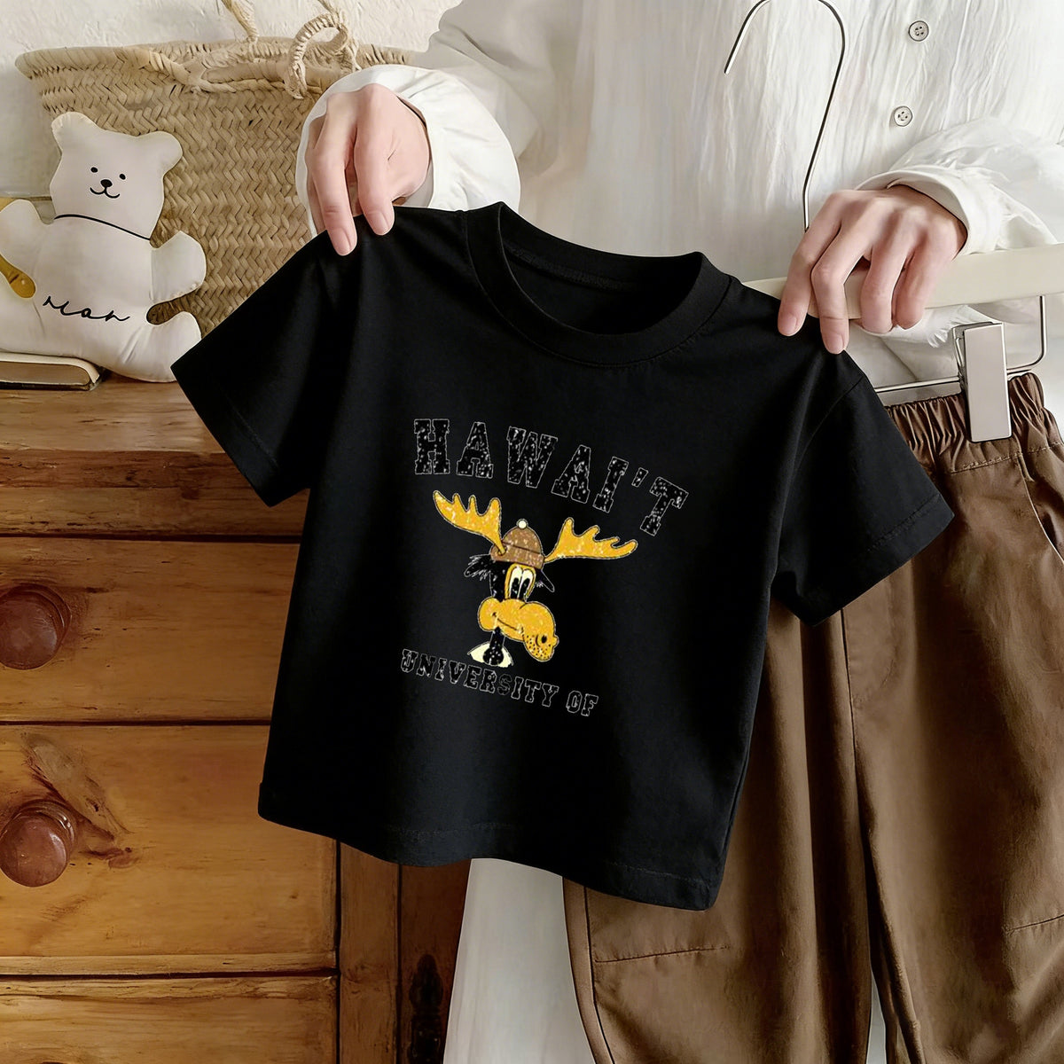 Cotton Children's Short Sleeve T-Shirt with Cartoon Print,s Casual Summer Clothing
