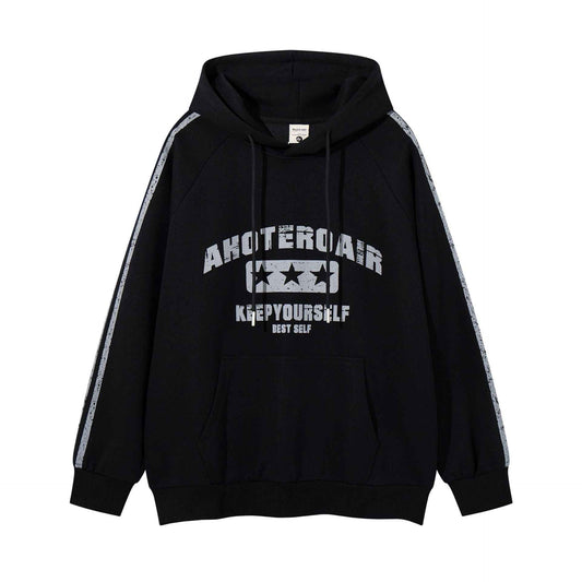 Make an old letter printed hooded sweatshirt