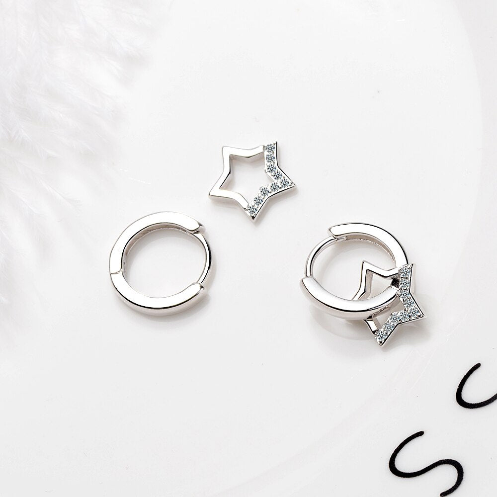 925 Sterling Silver Zircon Star Tassel Earrings oorbellen S-E786
