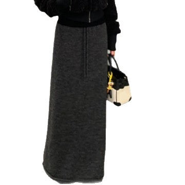 Self-kept Best Alpaca Wool Elastic Waist Drawstring Midi Skirt