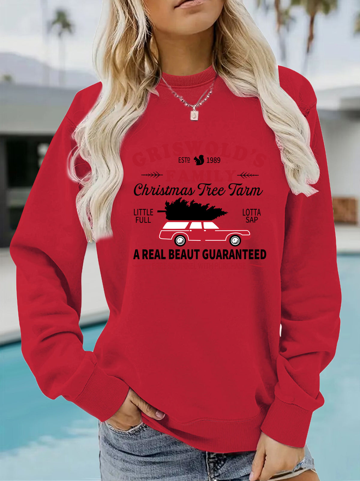 Long sleeved round neck GRISWOLD S printed pullover sweatshirt