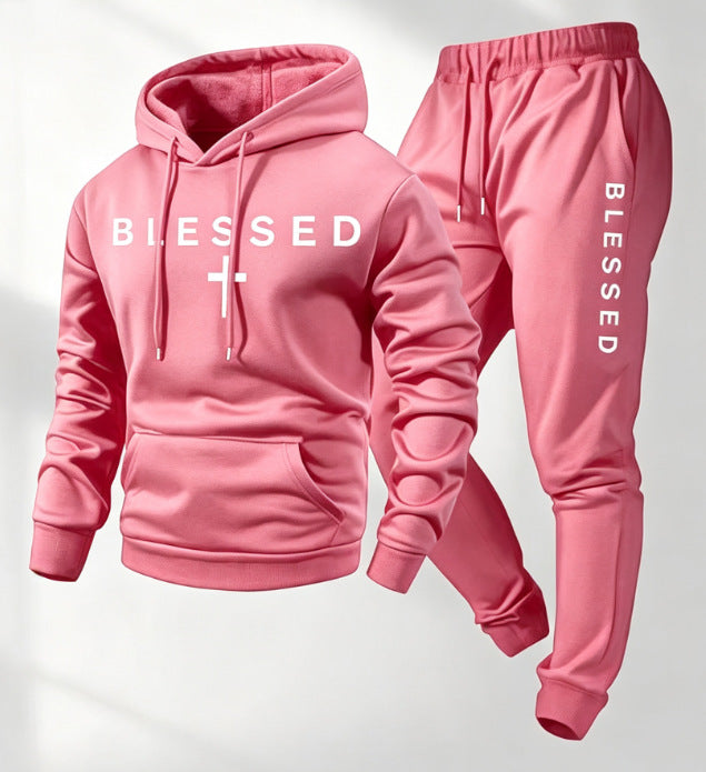 Men's Casual Graphic Print Hoodie and Pants Set, Loose Fit Two-Piece Sporty Outfit