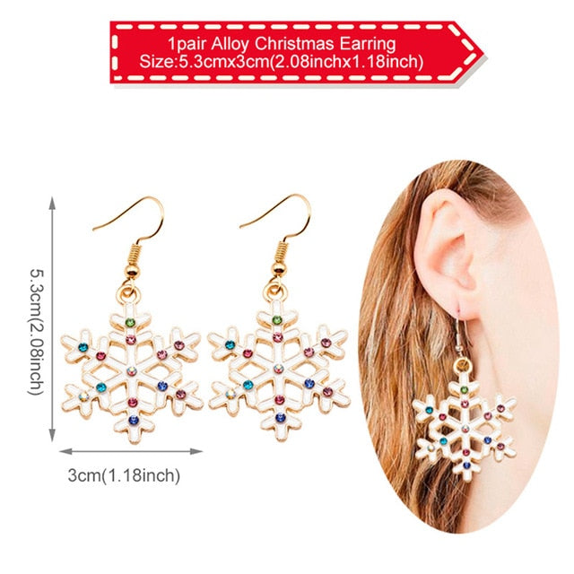 Earring Necklace Christmas Decor Santa Claus Eardrop Pendant Christmas Decor For Home Navidad Ornament Xmas Gift