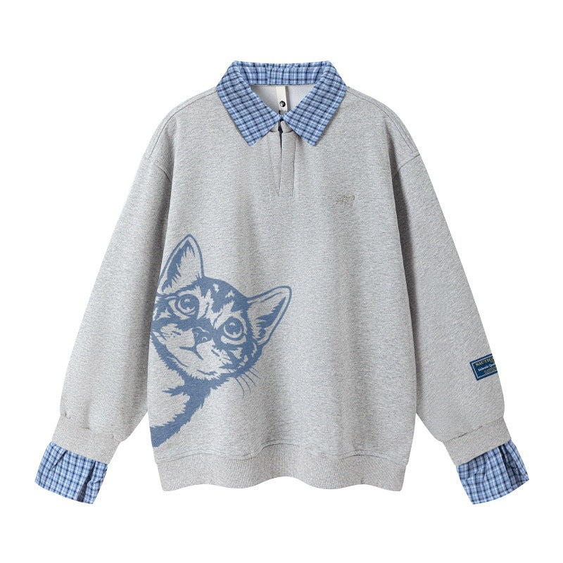 Cute cat printed hoodie