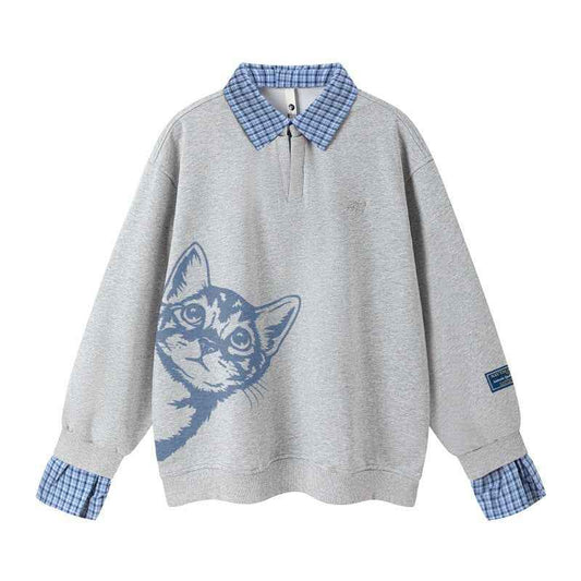 Cute cat printed hoodie