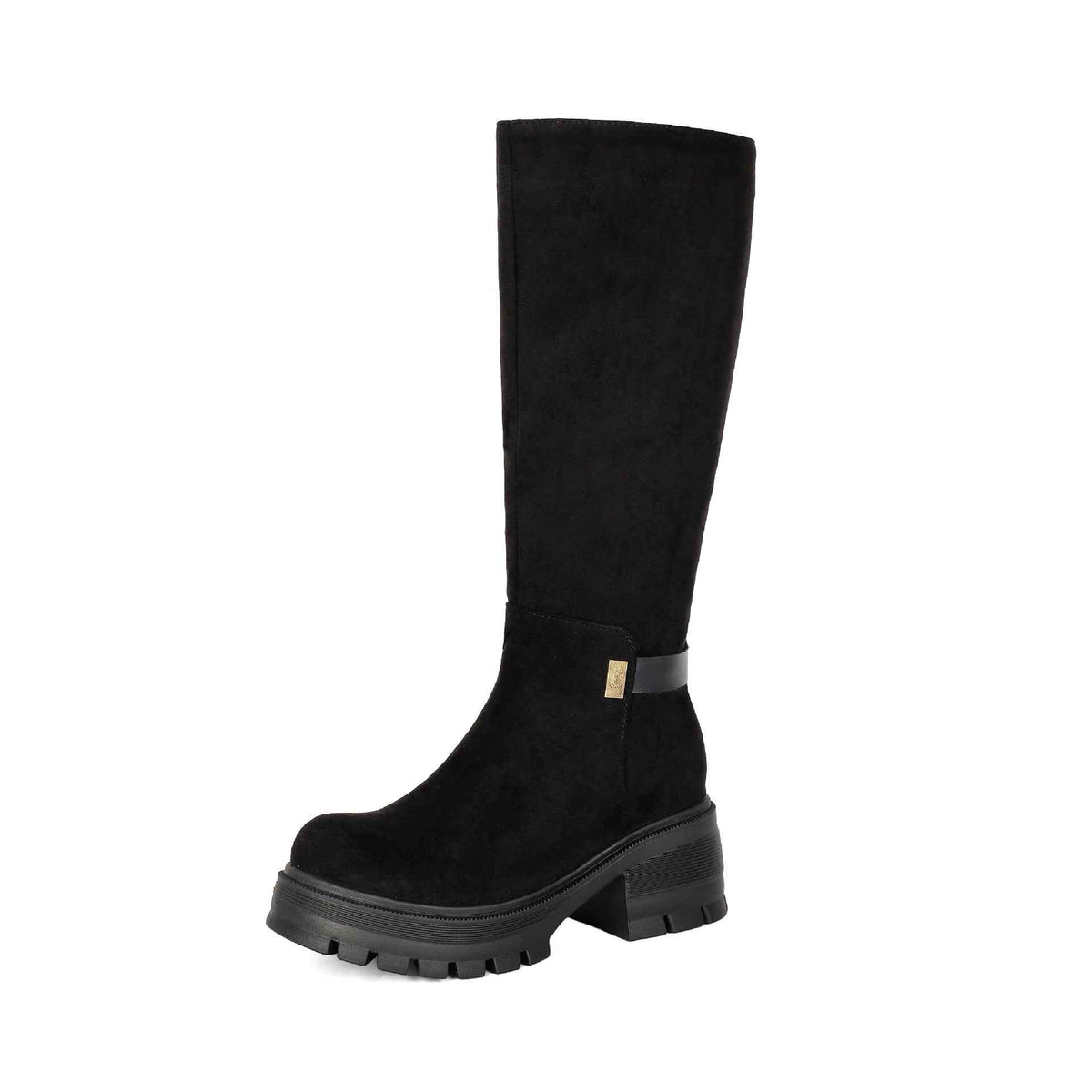 High Heel Over-the-Knee Boots for Women, Faux Suede Punk Style Chunky Heel Autumn/Winter Fashion