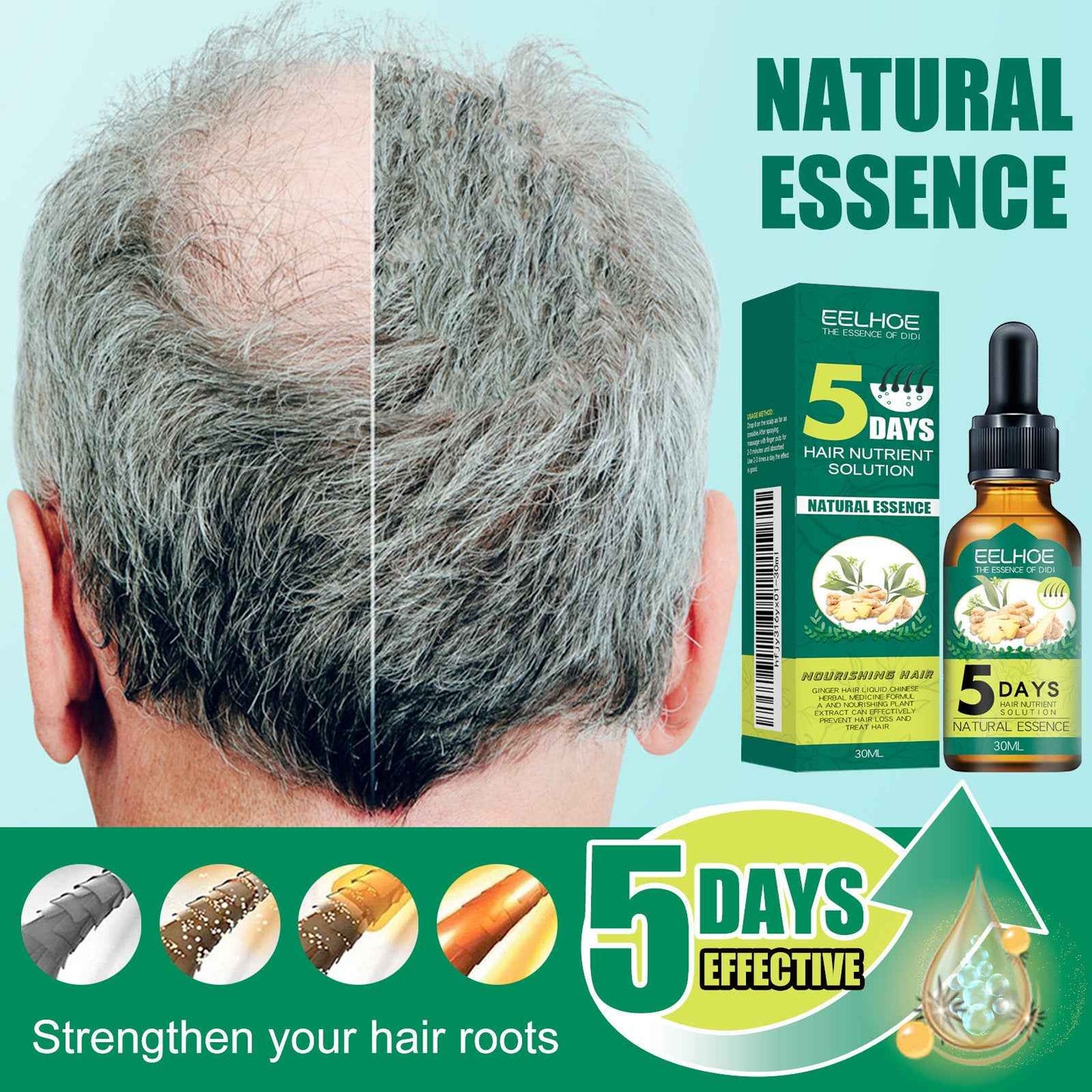 EELHOE Ginger Hair Oil Moisturizing Smooth Hair Repair Frizzy Damaged Hair Care Essential Oil