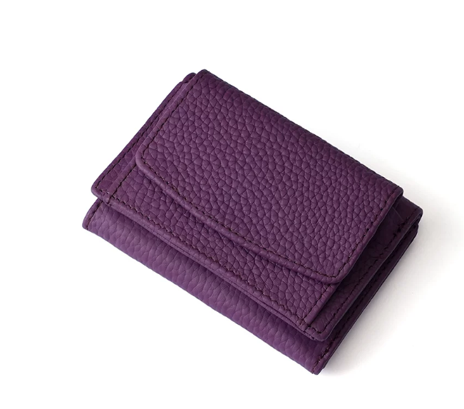 Genuine Leather Small Wallet RFID Coin Purse Money Clip