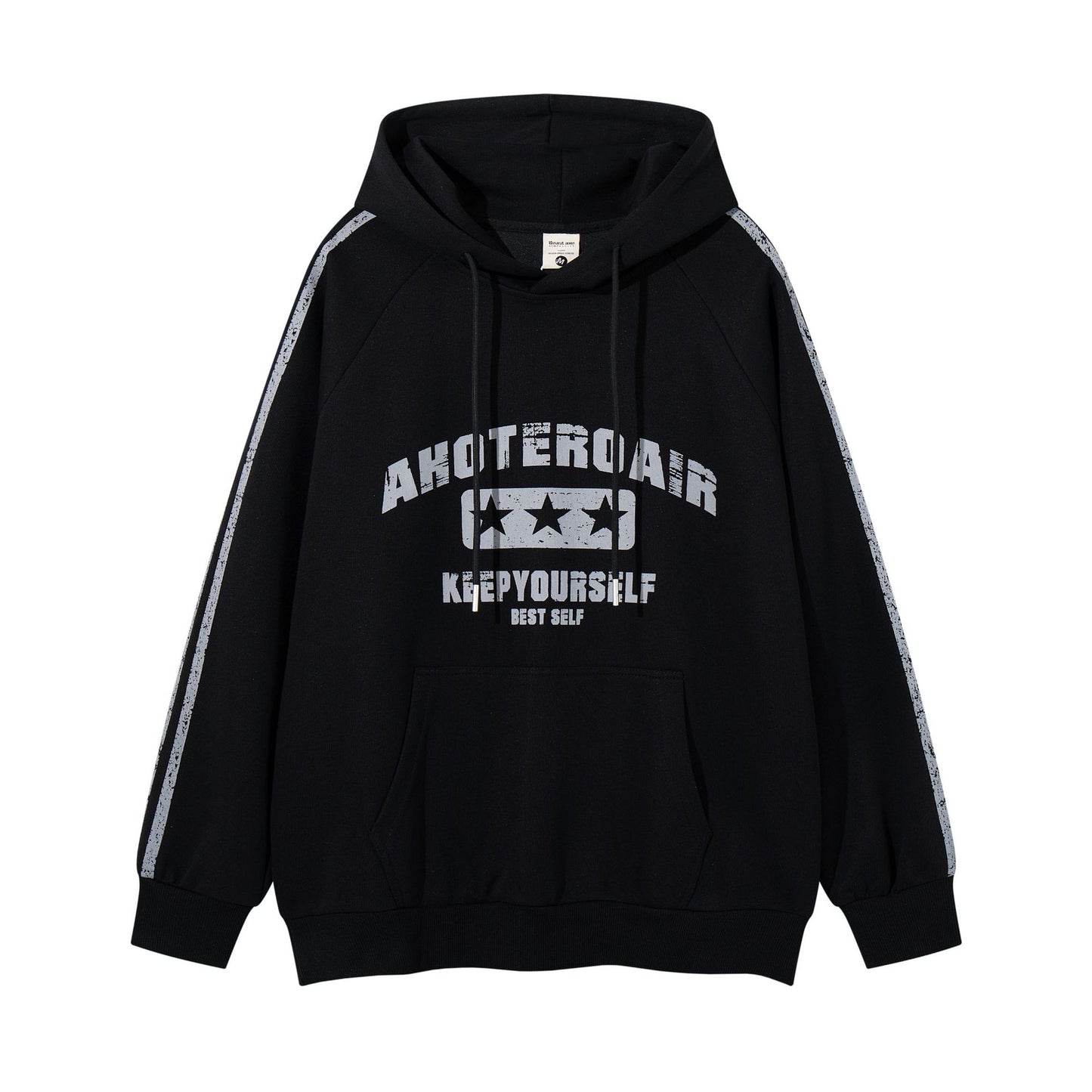 Make an old letter printed hooded sweatshirt