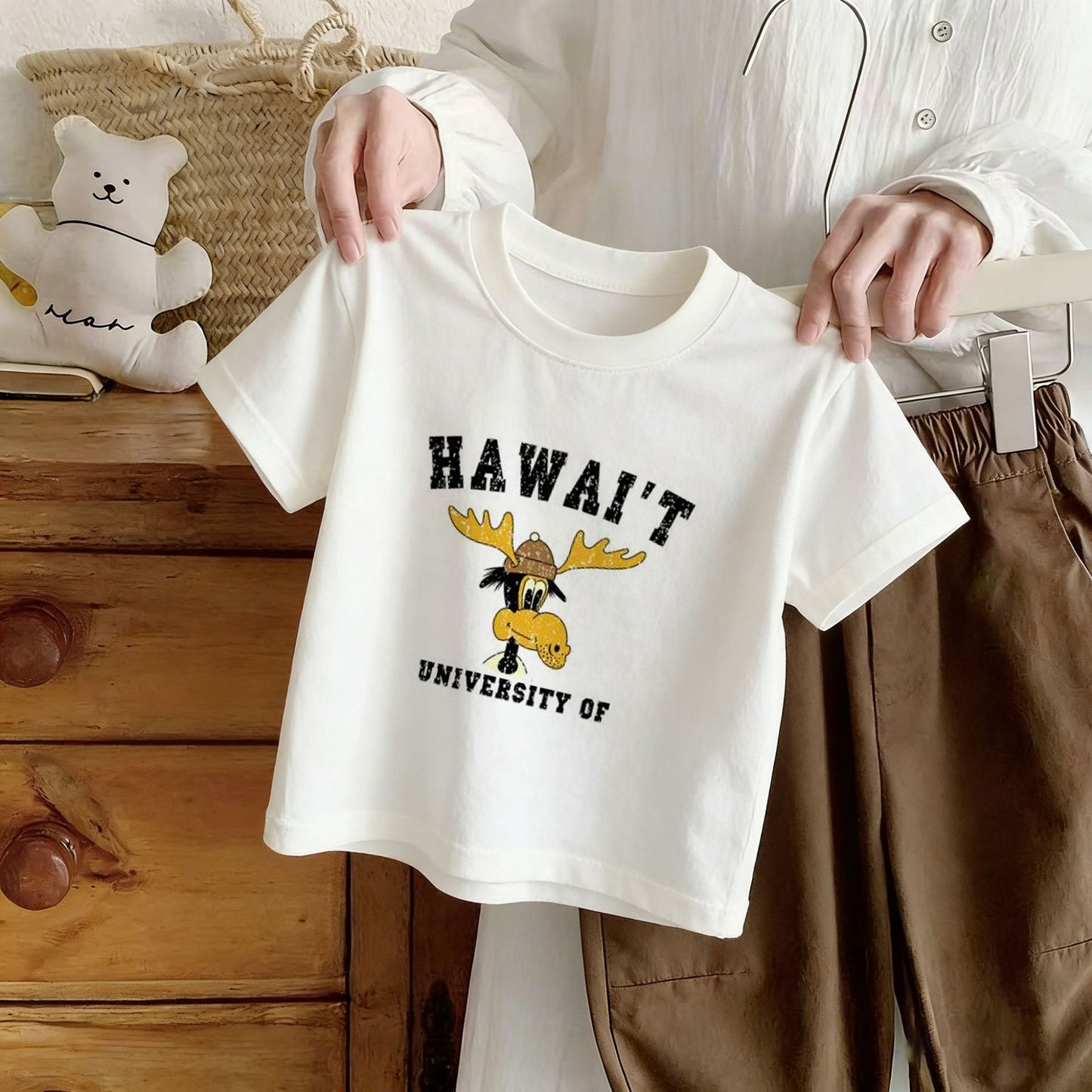 Cotton Children's Short Sleeve T-Shirt with Cartoon Print,s Casual Summer Clothing
