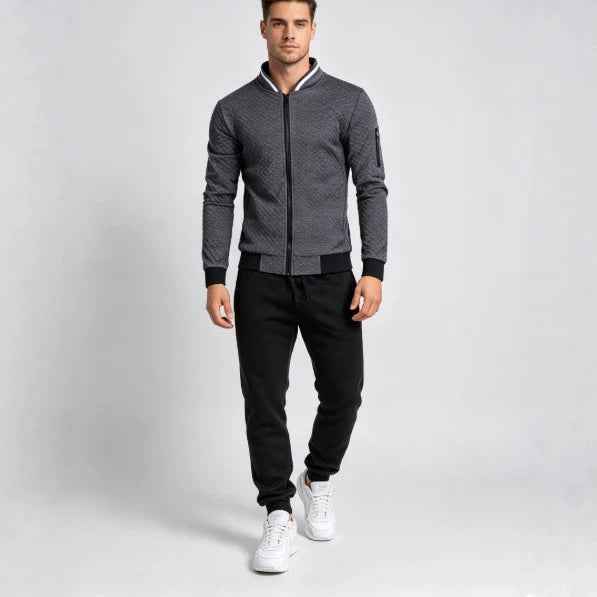 Men's Plaid Zip-Up Hoodie Jacket Casual Cardigan Sweatshirt