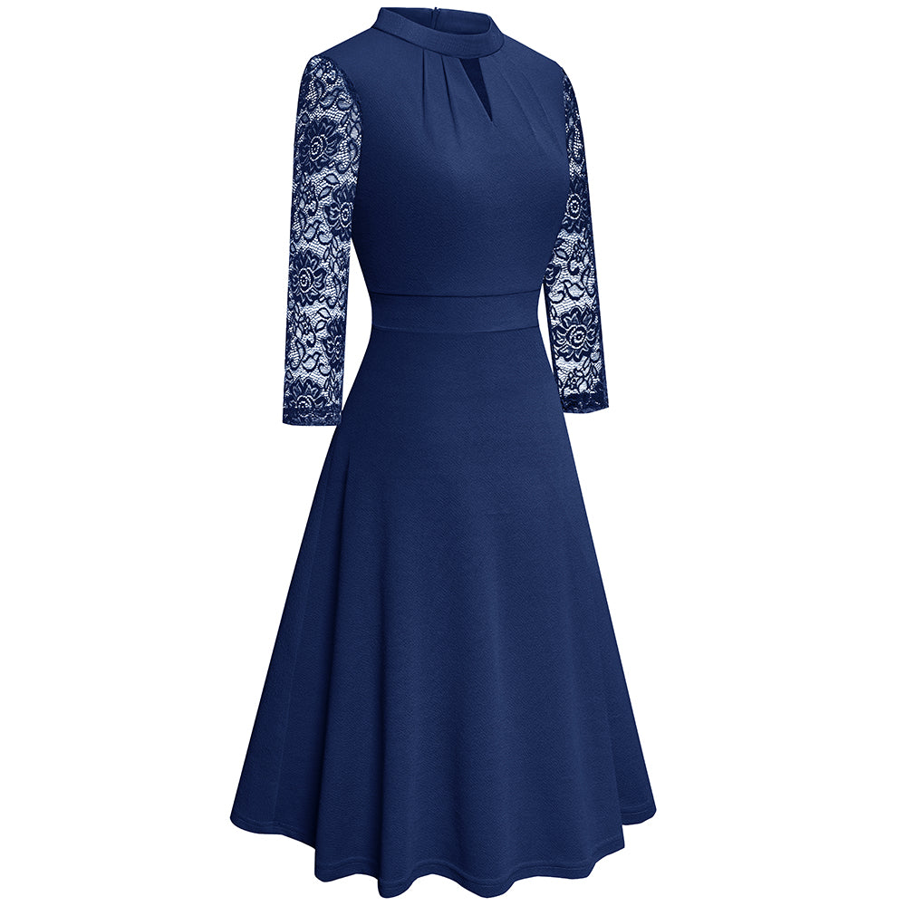 Stand up collar dress, Amazon's best-selling OL commuting big swing A-line skirt