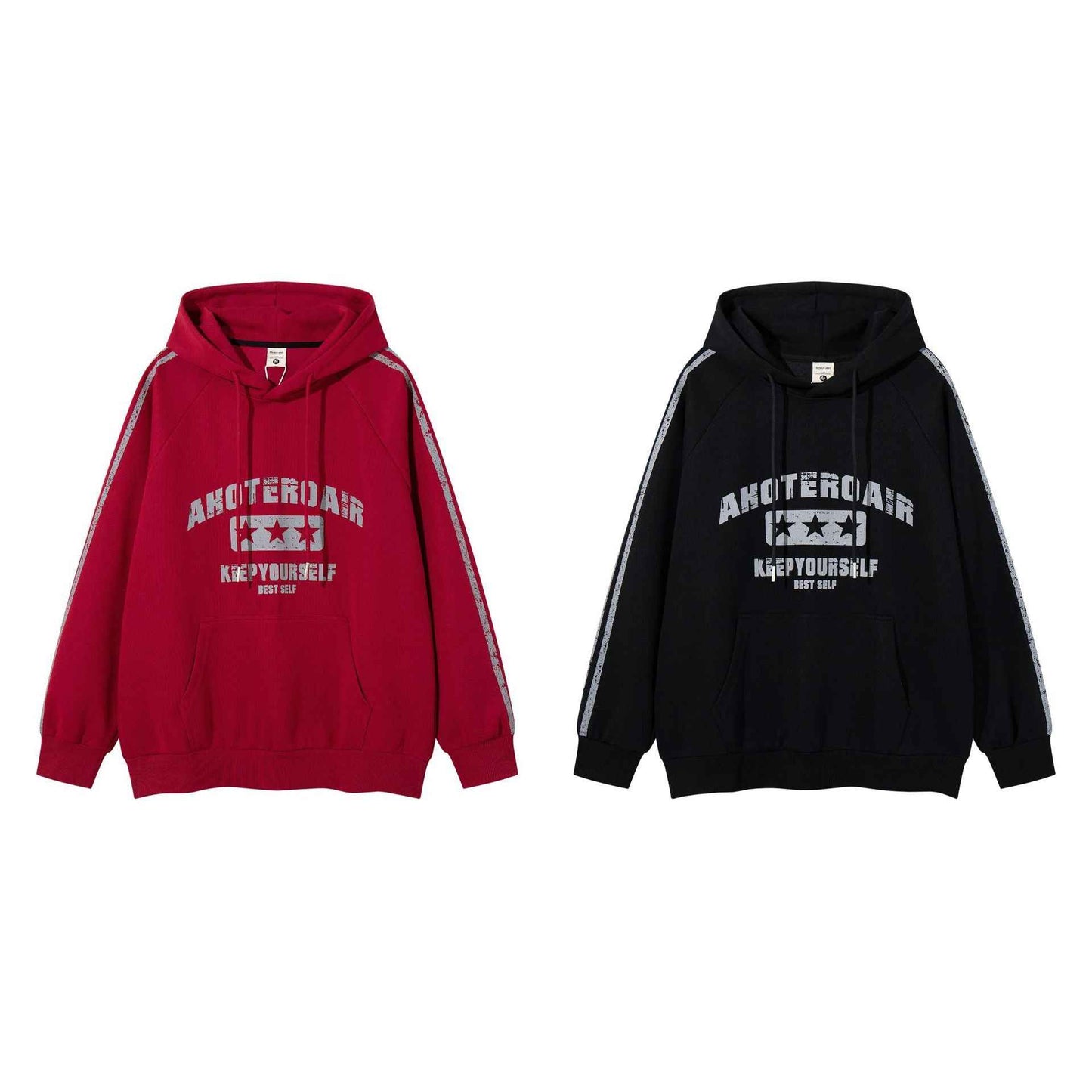 Make an old letter printed hooded sweatshirt
