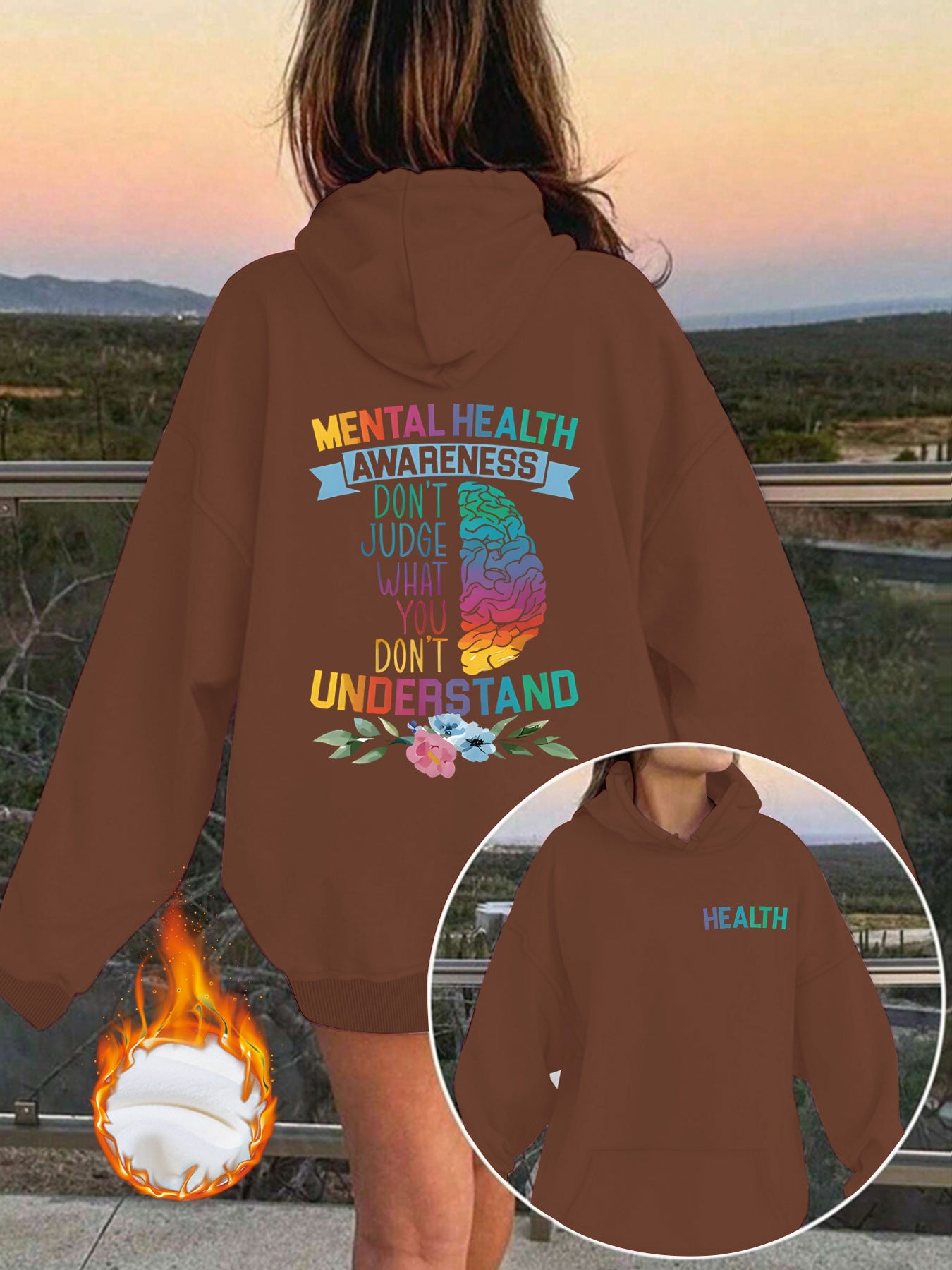 Mental Health Awareness Pattern Printed Hoodie
