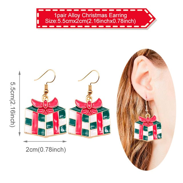 Earring Necklace Christmas Decor Santa Claus Eardrop Pendant Christmas Decor For Home Navidad Ornament Xmas Gift