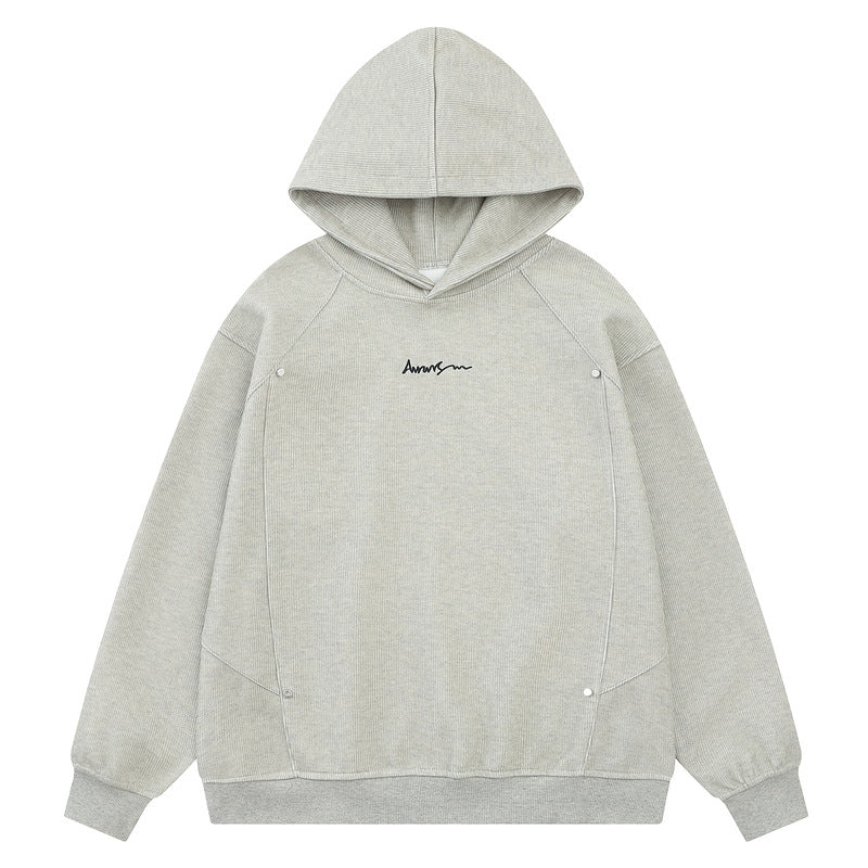 Hoodie with rivet decoration embroidery