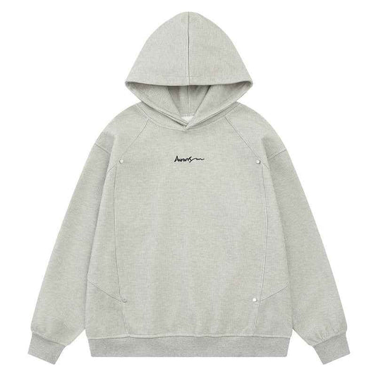 Hoodie with rivet decoration embroidery