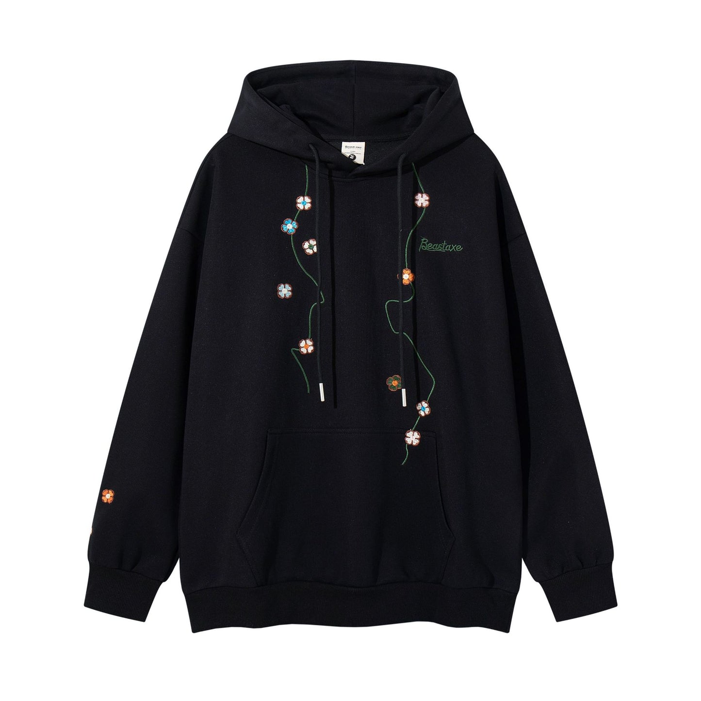 Floral embroidery hooded sweatshirt