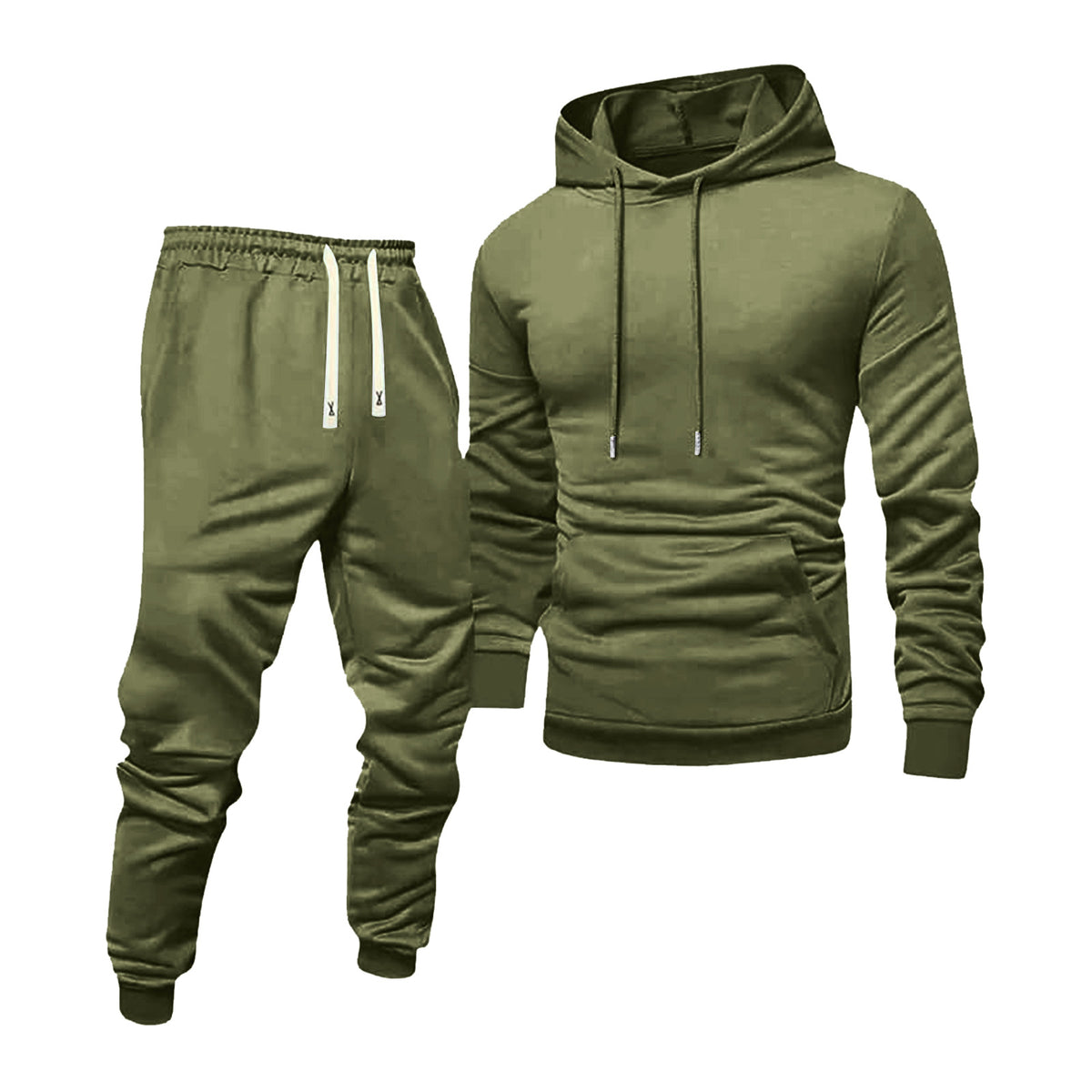 Men's  Two-Piece Set Zip-Up Hooded Sweatshirt and Casual Pants