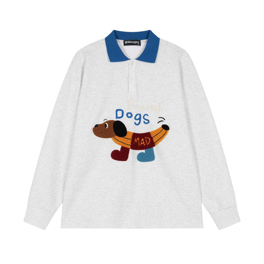 Plush dog design hoodie