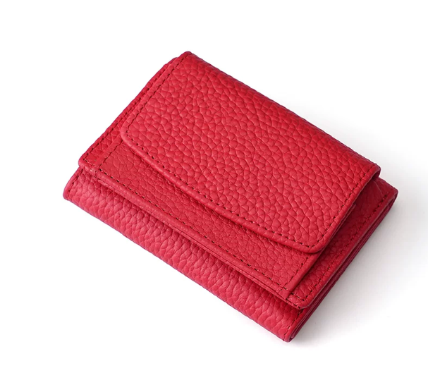 Genuine Leather Small Wallet RFID Coin Purse Money Clip