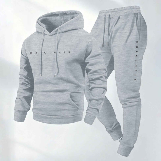 Men's Oversized Letter Print Pullover Hooded Sweatshirt Set