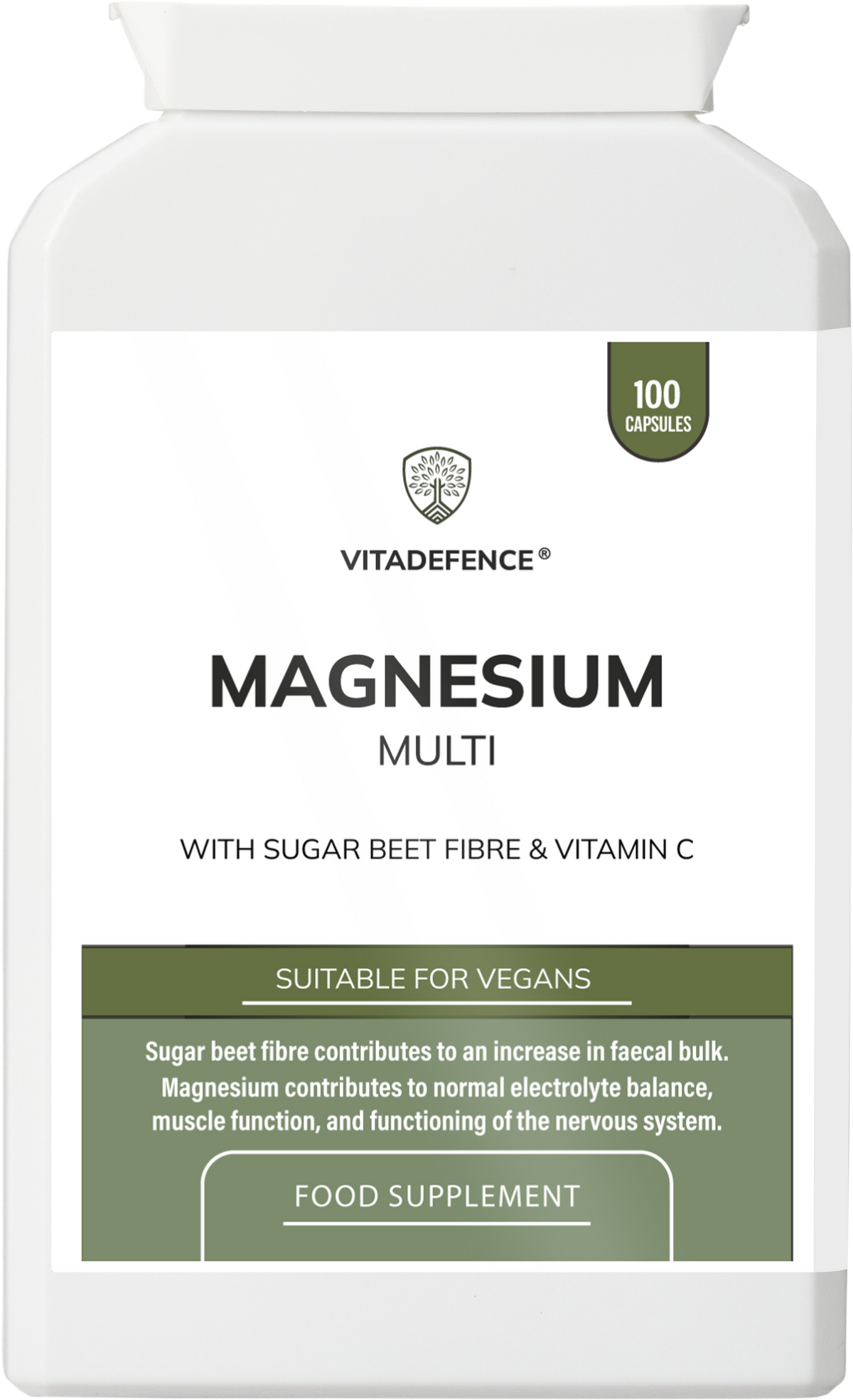 Magnesium Multi | With Vitamin C & Sugar Beet Fibre – 100 Vegan Capsules